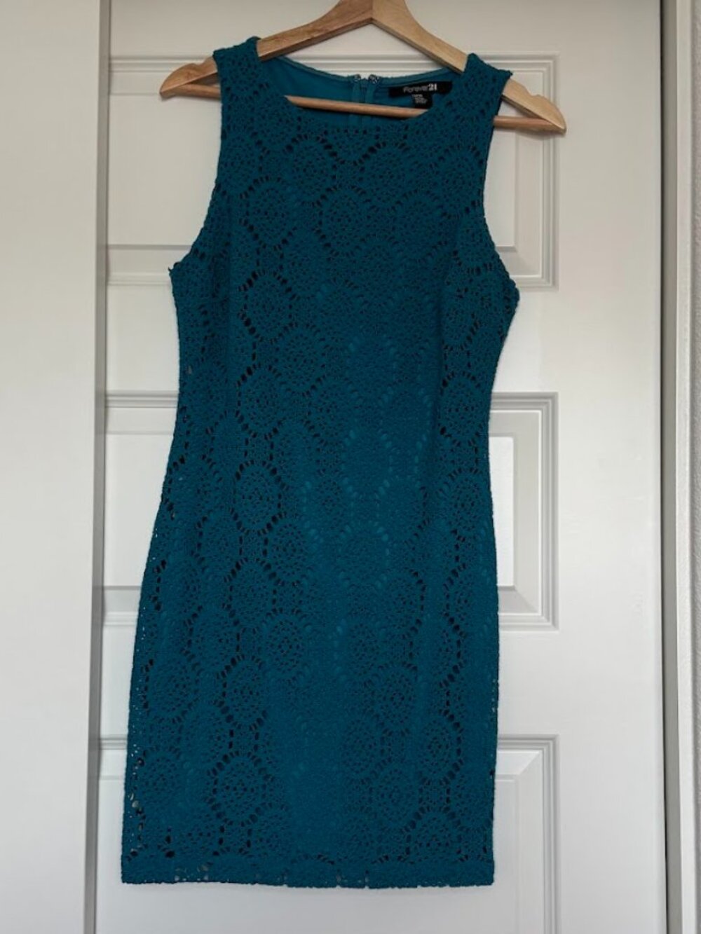 Teal Crochet Mini Dress